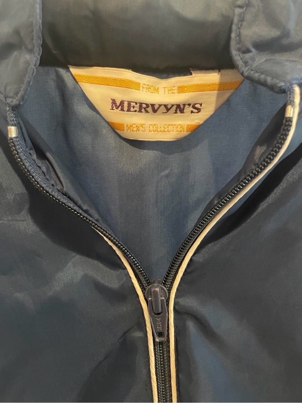 Mervyn's Men's Navy Windbreaker with Cream Trim